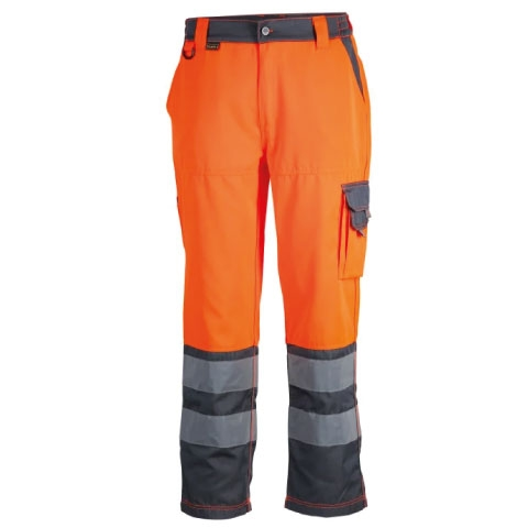 PANTALON ALTA VISIB. BICOLOR CLASE 2 NARANJO/GRIS T/L