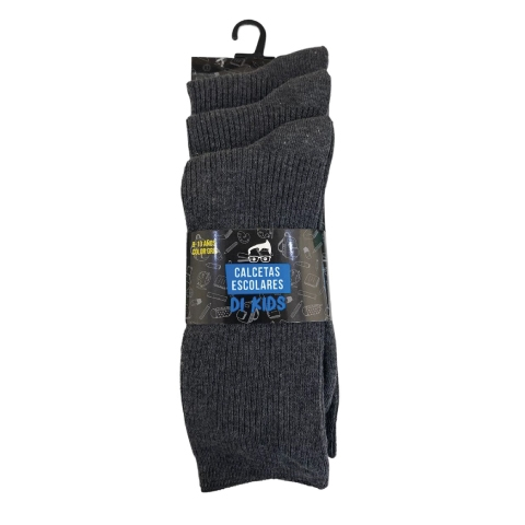 CALCETIN ESCOLAR TRIPACK GRIS - T/36