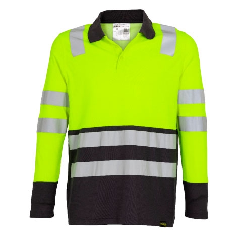 POLERA C/CUELLO M/LARGA ALTA VISIBILIDAD AMARILLO/GRIS - T/L