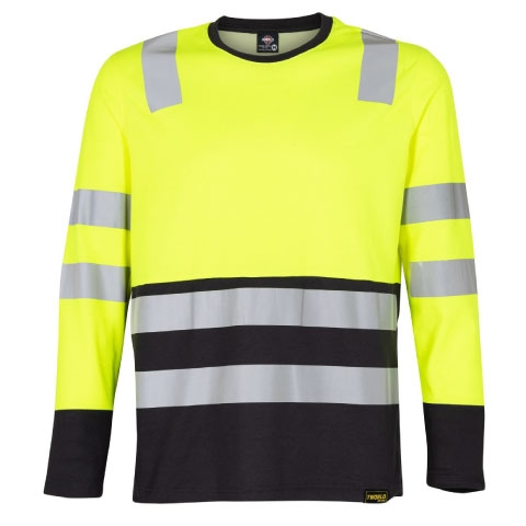 POLERA HIBRIDA HI VIS M/LARGA BI COLOR AMARILLO/GRIS - T/M