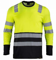 POLERA HIBRIDA HI VIS M/LARGA BI COLOR AMARILLO/GRIS - T/L