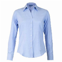 BLUSA OXF. CUELLO V 60/40 M/LARGA CELESTE - T/XS