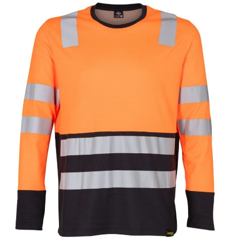 POLERA HIBRIDA HI VIS M/LARGA BI COLOR NARANJO/GRIS - T/L