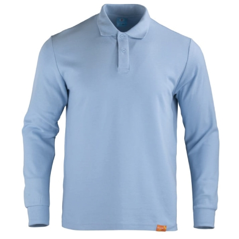 POLERA PIQUE HOMBRE M/LARGA 80/20 CELESTE - T/L