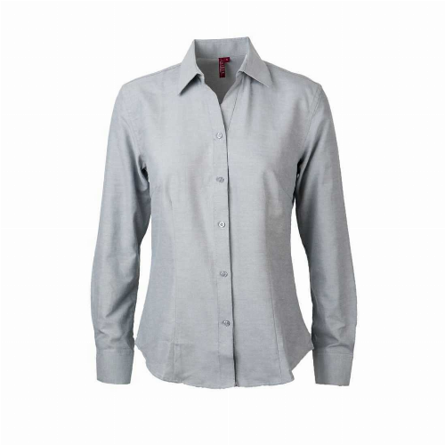 BLUSA OXF. CUELLO V 60/40 M/LARGA GRIS - T/S