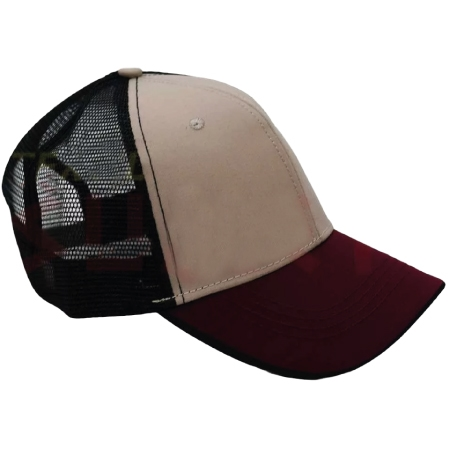 GORRO MALLA TELA BEIGE/NEGRO/BURDEO