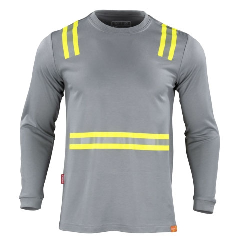 POLERA HIBRIDA DUAL HI VIS M/LARGA GRIS -T/3XL