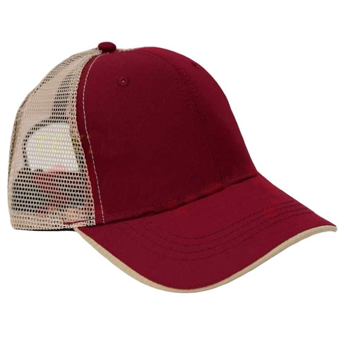 GORRO MALLA TELA BEIGE/BURDEO