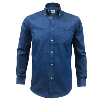 CAMISA DENIN 100 ALG. M/LARGA AZUL - T/3XL